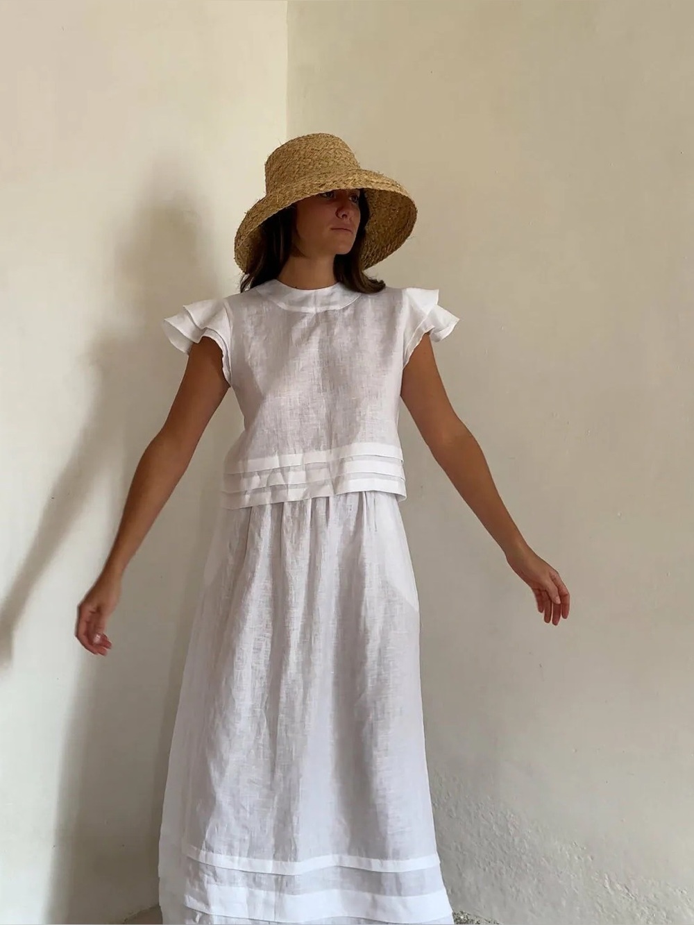 ROURI Camila Tie Back Handmade in Spain White Top Size Small VGUC